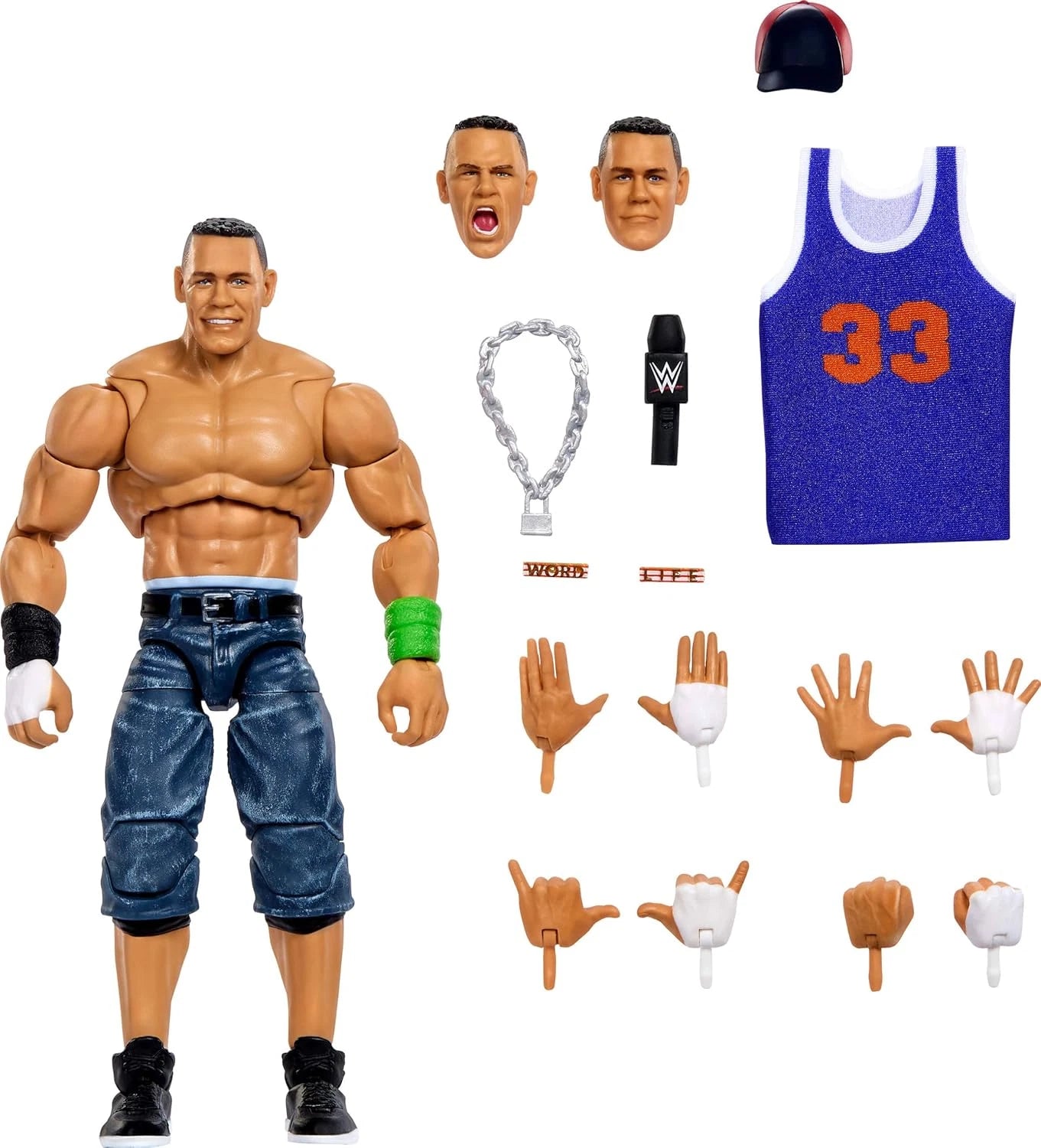 WWE Ultimate Edition John Cena Action Figure with Signature Wrestling Attire, Fully Poseable Limbs, Accessories and Collector-Quality Design for Kids and Fans thumbnail