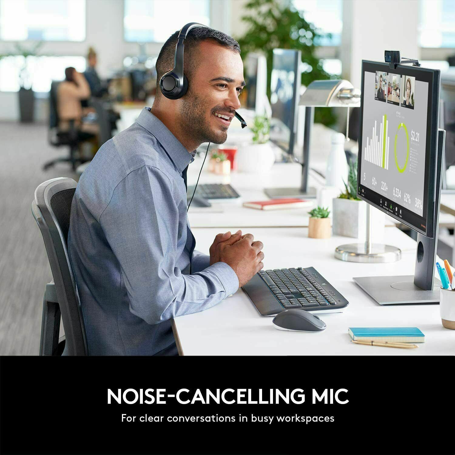 Logitech New h390 USB Headset with noise canceling Microphone H390 thumbnail