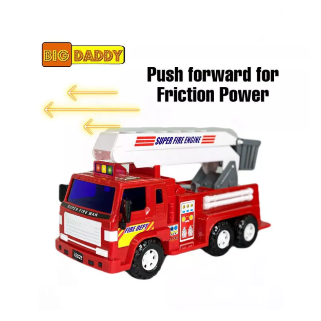 Big-Daddy Medium Duty Friction Powered fire truck with extendable ladder Holiday Toy truck. he Big-Daddy Fire Truck Toy is perfect for aspiring young firefighters, letting them race to imaginary emergencies in no time!   BD-32828 thumbnail