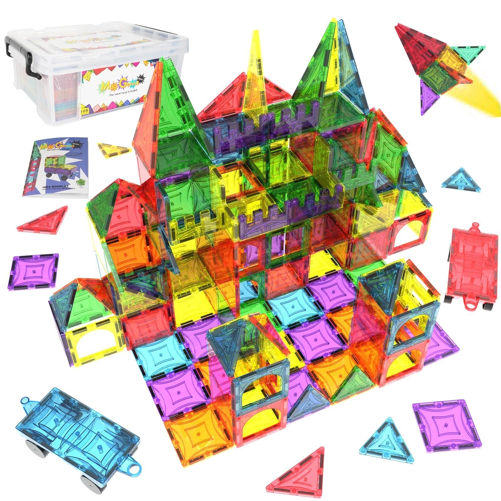 Mag-Genius Magna Award Winning Building Magnet Tiles Set 108/pc thumbnail