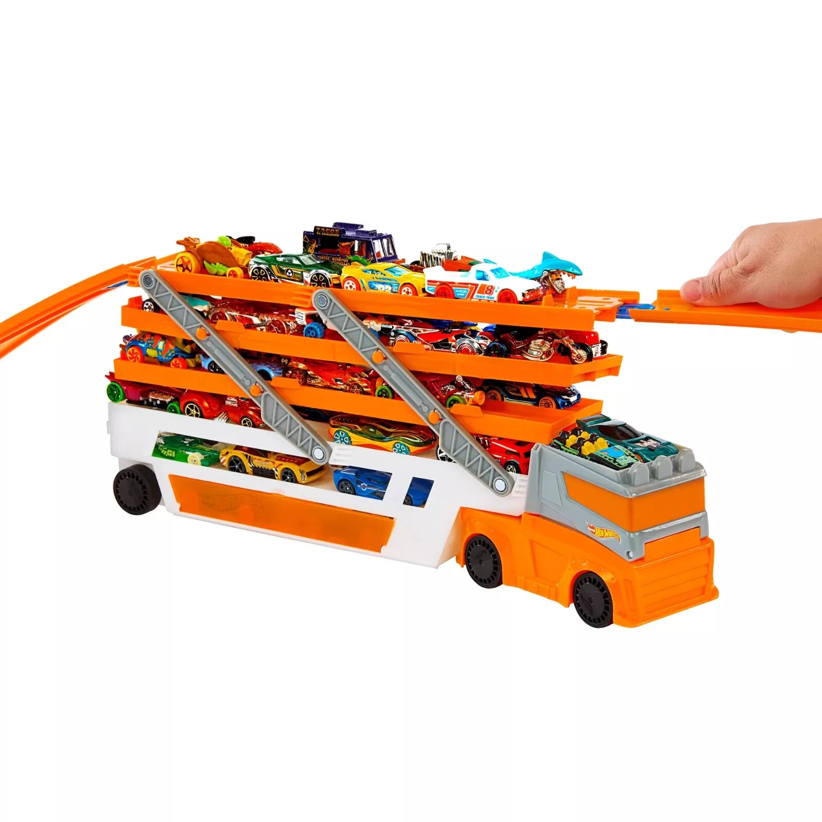 Hot Wheels City Mega Hauler With 4 Cars HXM93 thumbnail