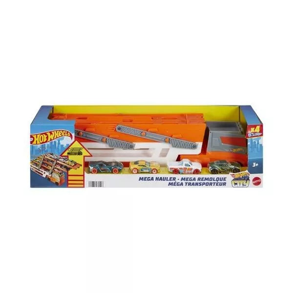 Hot Wheels City Mega Hauler With 4 Cars HXM93 thumbnail