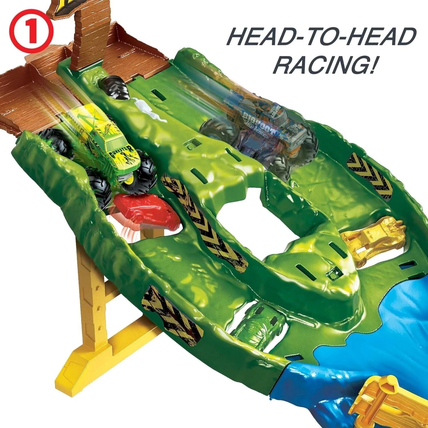 Hot Wheels Monster Trucks Wreckin' Raceway with 2 Toy Trucks HJG32 thumbnail