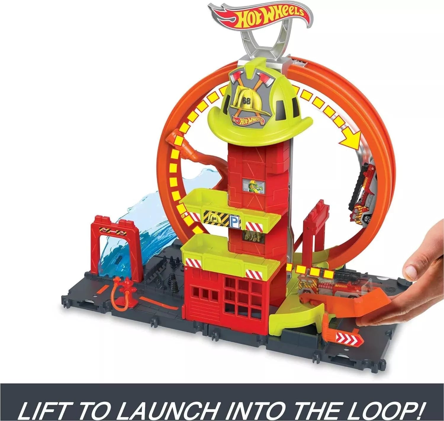 Hot Wheels City Super Loop Fire Station Playset & 1 Toy Firetruck. Perform stunts and race through an adjustable loop to protect Hot Wheels City with the Super Loop Fire Station playset! HKX41 thumbnail