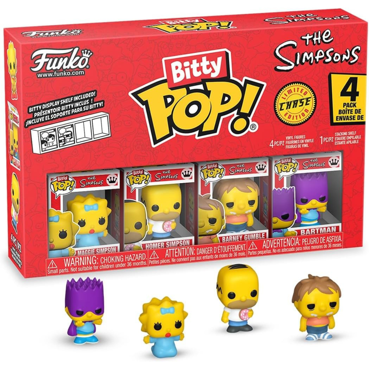 Funko Pop! Bitty: The Simpsons – Maggie Simpson, Homer Simpson, Barney Gumble, and a Surprise Mystery Mini Figure thumbnail
